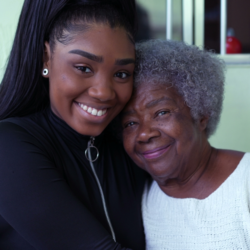 Senior black women with granddaughter